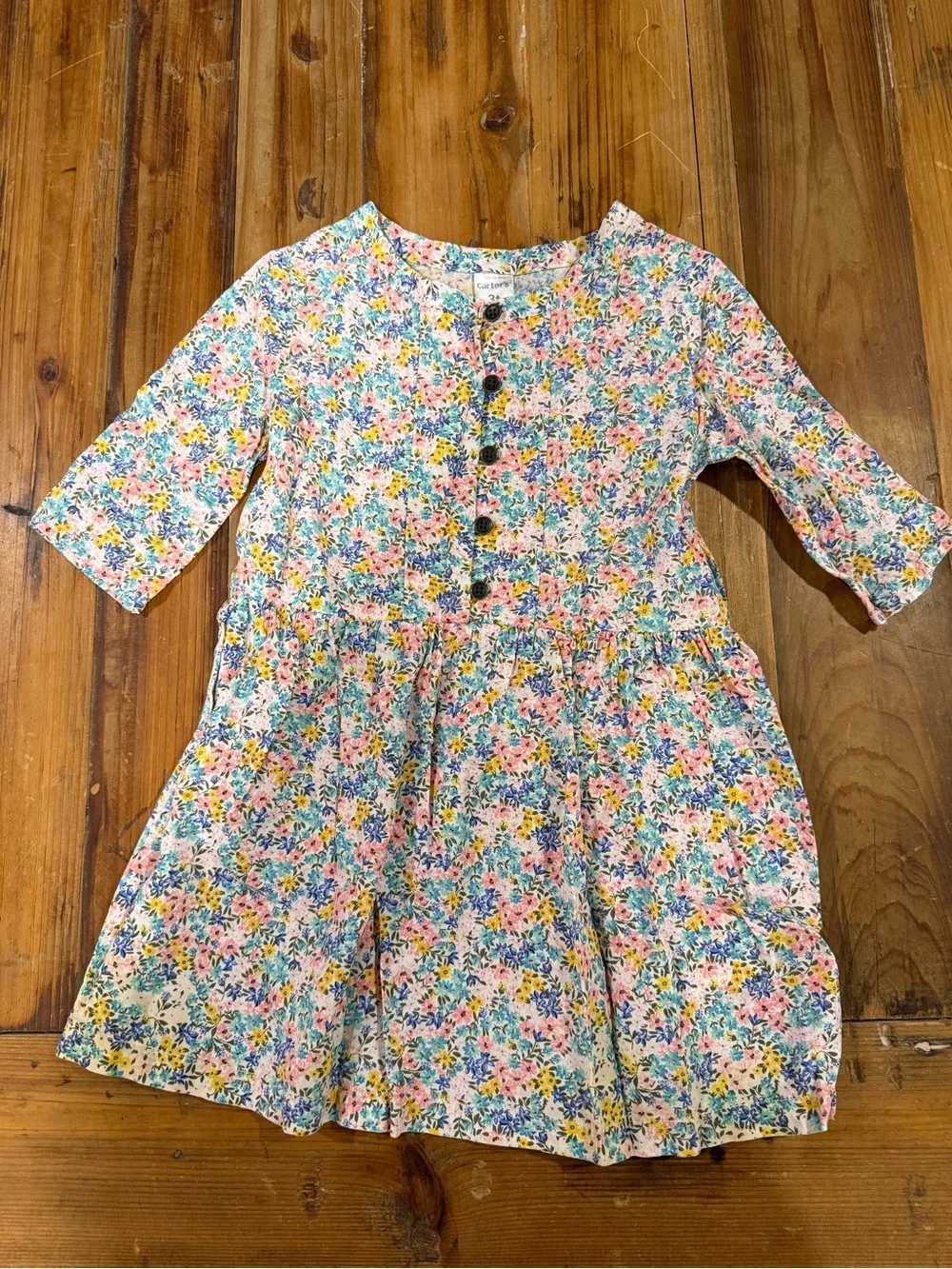 Carter's Floral Button-Front Dress in Pink, Blue, Yellow & Green